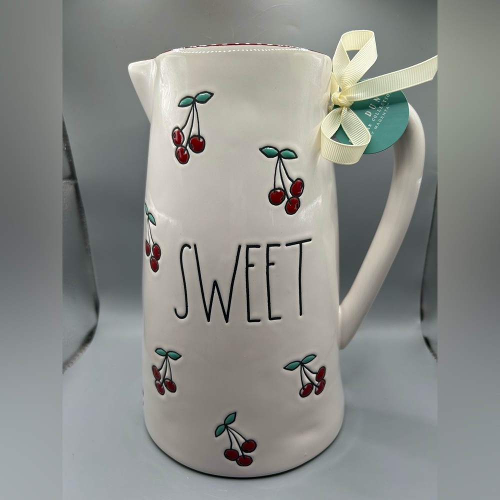 Rae Dunn SWEET CHERRY Pitcher Jug Summer Fruit Shabby Chic NEW
